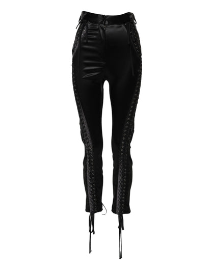 Dolce & Gabbana Women's Skinny High Rise Silk Nylon & Acetate Jeans - Black