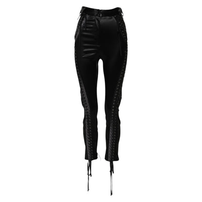Dolce & Gabbana Women's Skinny High Rise Silk Nylon & Acetate Jeans - Black