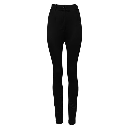 Dolce & Gabbana Women's Skinny Slim Leggings High Rise Stretch Nylon - Black