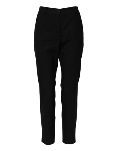 Dolce & Gabbana 9 To 5 Women's Tapered Leg High Rise Virgin Wool Jeans - Black