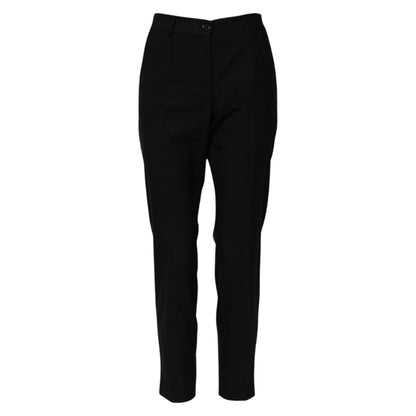 Dolce & Gabbana 9 To 5 Women's Tapered Leg High Rise Virgin Wool Jeans - Black