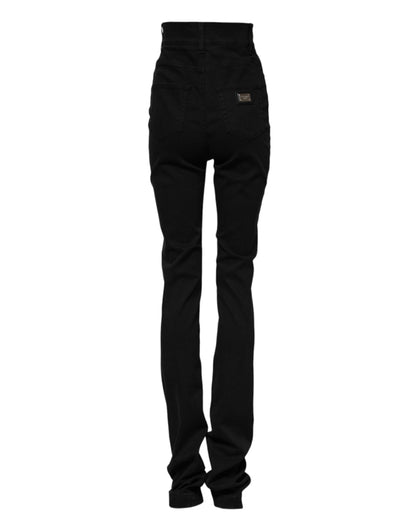 Dolce & Gabbana Women's Skinny High Rise Stretch Denim Cotton Viscose Jeans - Black