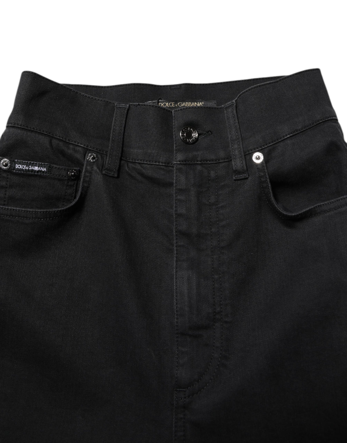Dolce & Gabbana Women's Skinny High Rise Stretch Denim Cotton Viscose Jeans - Black