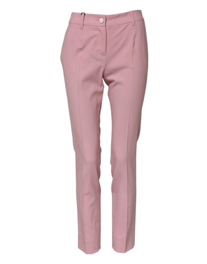 Dolce & Gabbana 9 To 5 Women's Tapered Leg High Rise Virgin Wool Jeans - Pink
