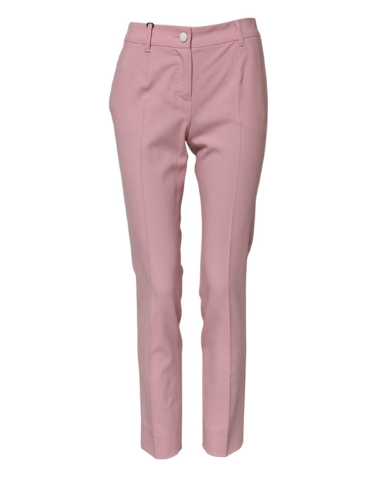 Dolce & Gabbana Pink Wool High Waist Tapered Pants
