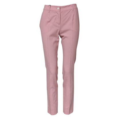 Dolce & Gabbana 9 To 5 Women's Tapered Leg High Rise Virgin Wool Jeans - Pink