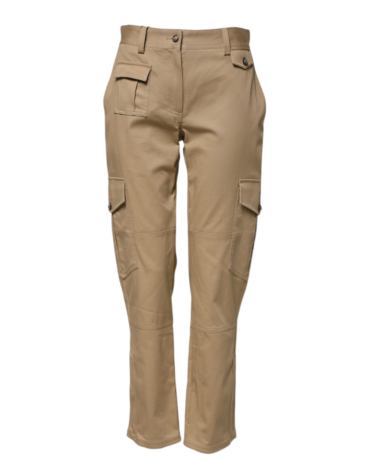 Dolce & Gabbana Women's Tapered Leg Mid Rise Stretch Cotton Cargo Pants - Beige