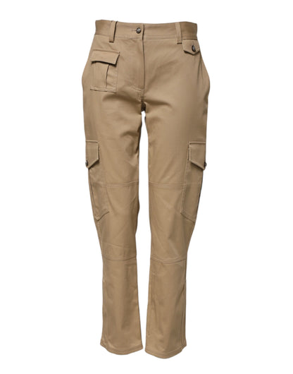 Dolce & Gabbana Women's Tapered Leg Mid Rise Stretch Cotton Cargo Pants - Beige