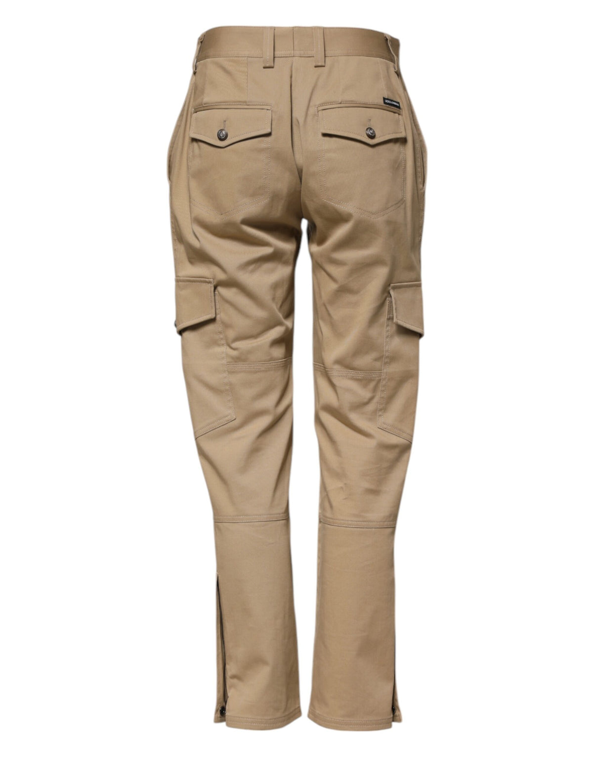 Dolce & Gabbana Women's Tapered Leg Mid Rise Stretch Cotton Cargo Pants - Beige