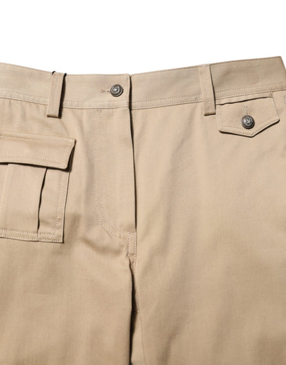 Dolce & Gabbana Women's Tapered Leg Mid Rise Stretch Cotton Cargo Pants - Beige