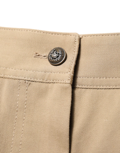 Dolce & Gabbana Women's Tapered Leg Mid Rise Stretch Cotton Cargo Pants - Beige