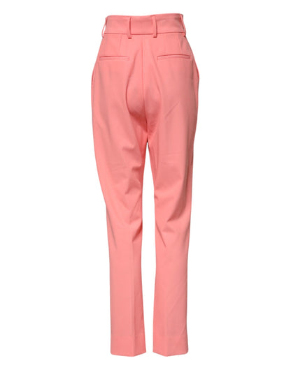 Dolce & Gabbana Women's Tapered Leg High Rise Stretch Viscose Polyester Jeans - Pink