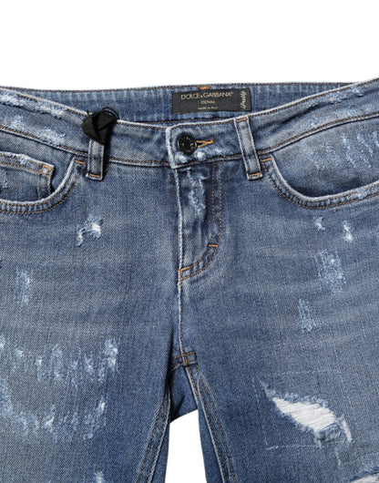 Dolce & Gabbana Women's Skinny High Rise Stretch Denim Cotton Jeans - Blue