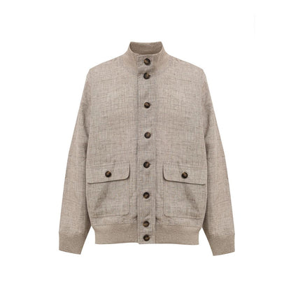 Gran Sasso Beige Linen Jackets & Coat