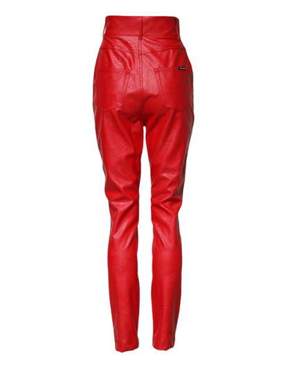 Dolce & Gabbana Women's Tapered Leg High Rise Viscose Jeans - Red
