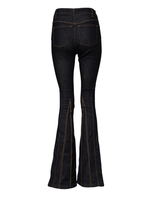 Dolce & Gabbana Women's Bootcut Mid Rise Stretch Denim Cotton Jeans - Black