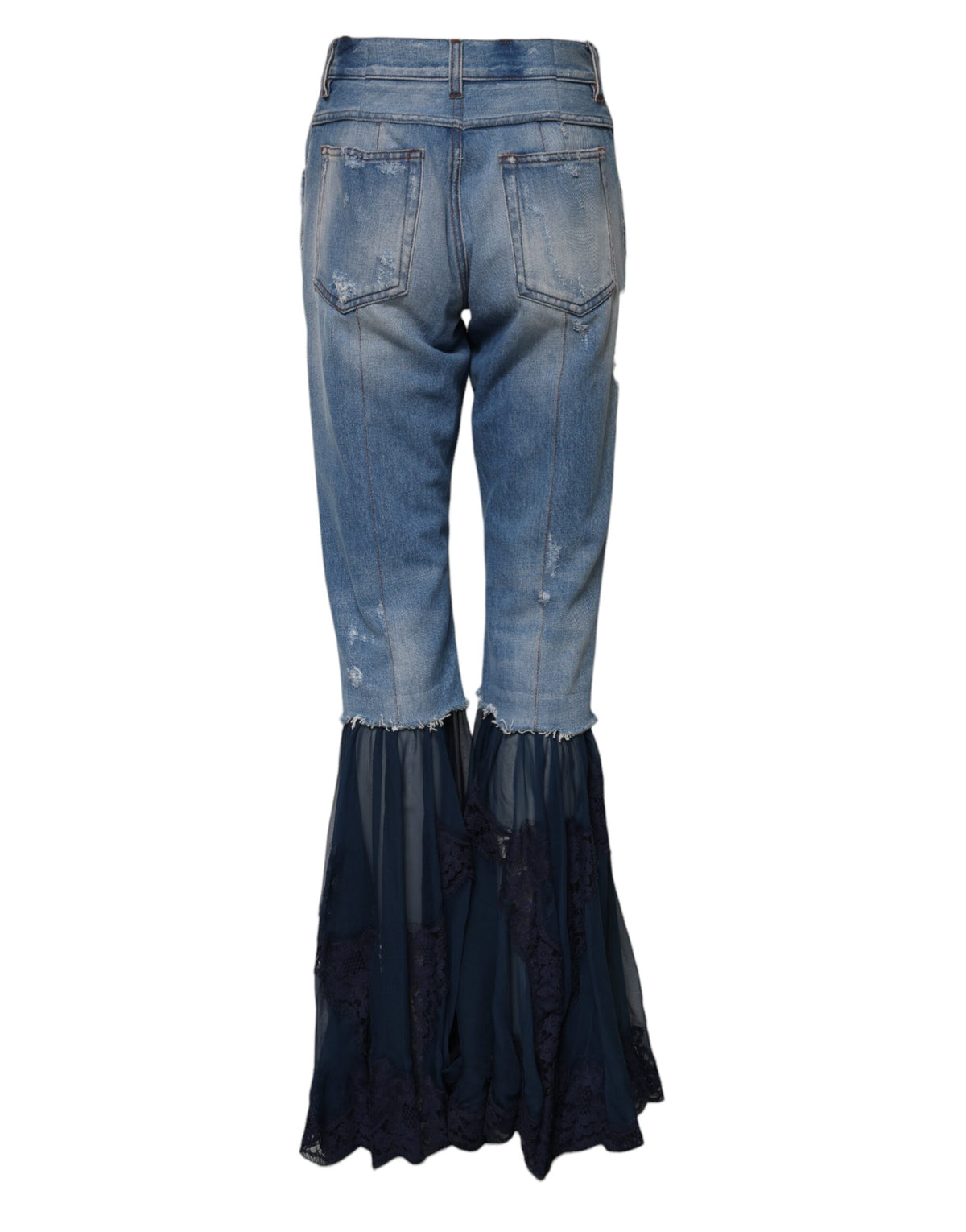 Dolce & Gabbana Women's Flared High Rise Cotton Denim Nylon & Viscose Jeans - Blue