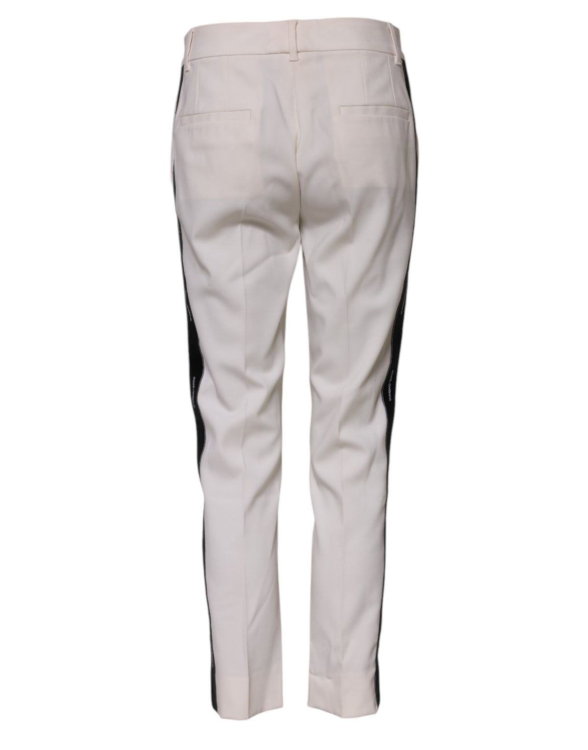Dolce & Gabbana 9 To 5 Women's Tapered Leg Mid Rise Virgin Wool Jeans - White