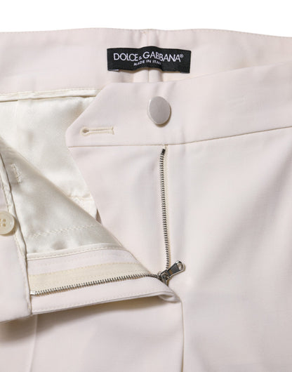 Dolce & Gabbana 9 To 5 Women's Tapered Leg Mid Rise Virgin Wool Jeans - White