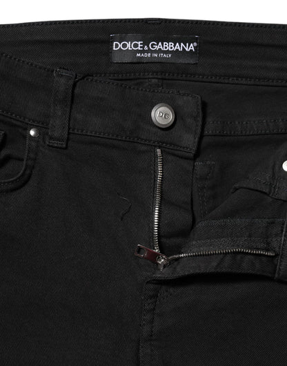 Dolce & Gabbana Women's Skinny Mid Rise Stretch Denim Cotton Jeans - Black