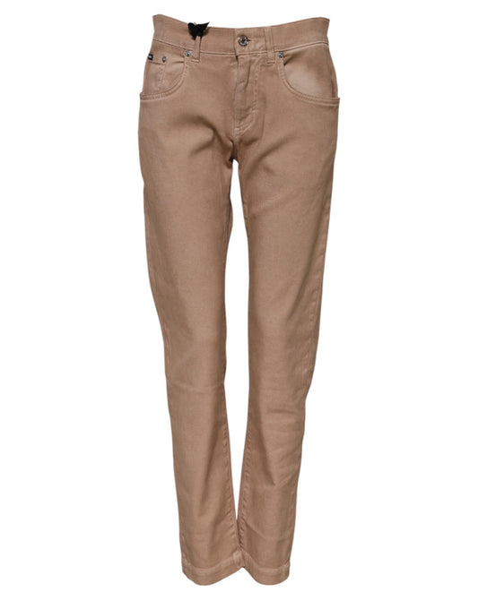 Dolce & Gabbana Women's Boyfriend Mid Rise Stretch Denim Cotton Jeans - Brown