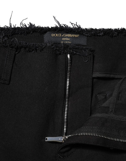 Dolce & Gabbana Women's Flared Mid Rise Denim Cotton Jeans - Black