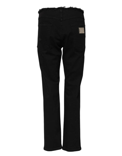 Dolce & Gabbana Women's Flared Mid Rise Denim Cotton Jeans - Black