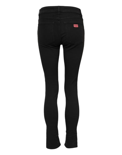 Dolce & Gabbana Women's Skinny Mid Rise Stretch Denim Cotton Jeans - Black