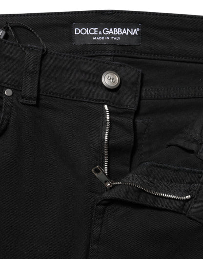 Dolce & Gabbana Women's Skinny Mid Rise Stretch Denim Cotton Jeans - Black