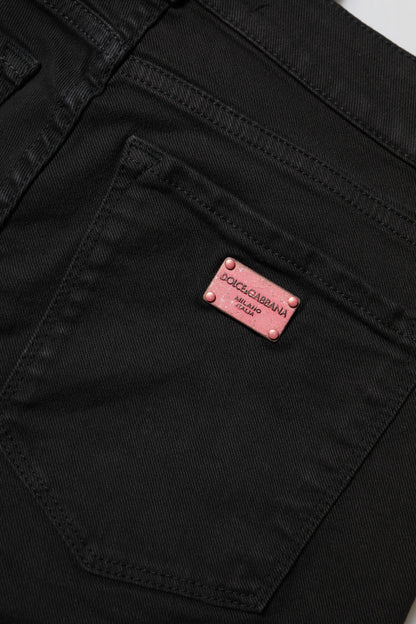 Dolce & Gabbana Women's Skinny Mid Rise Stretch Denim Cotton Jeans - Black