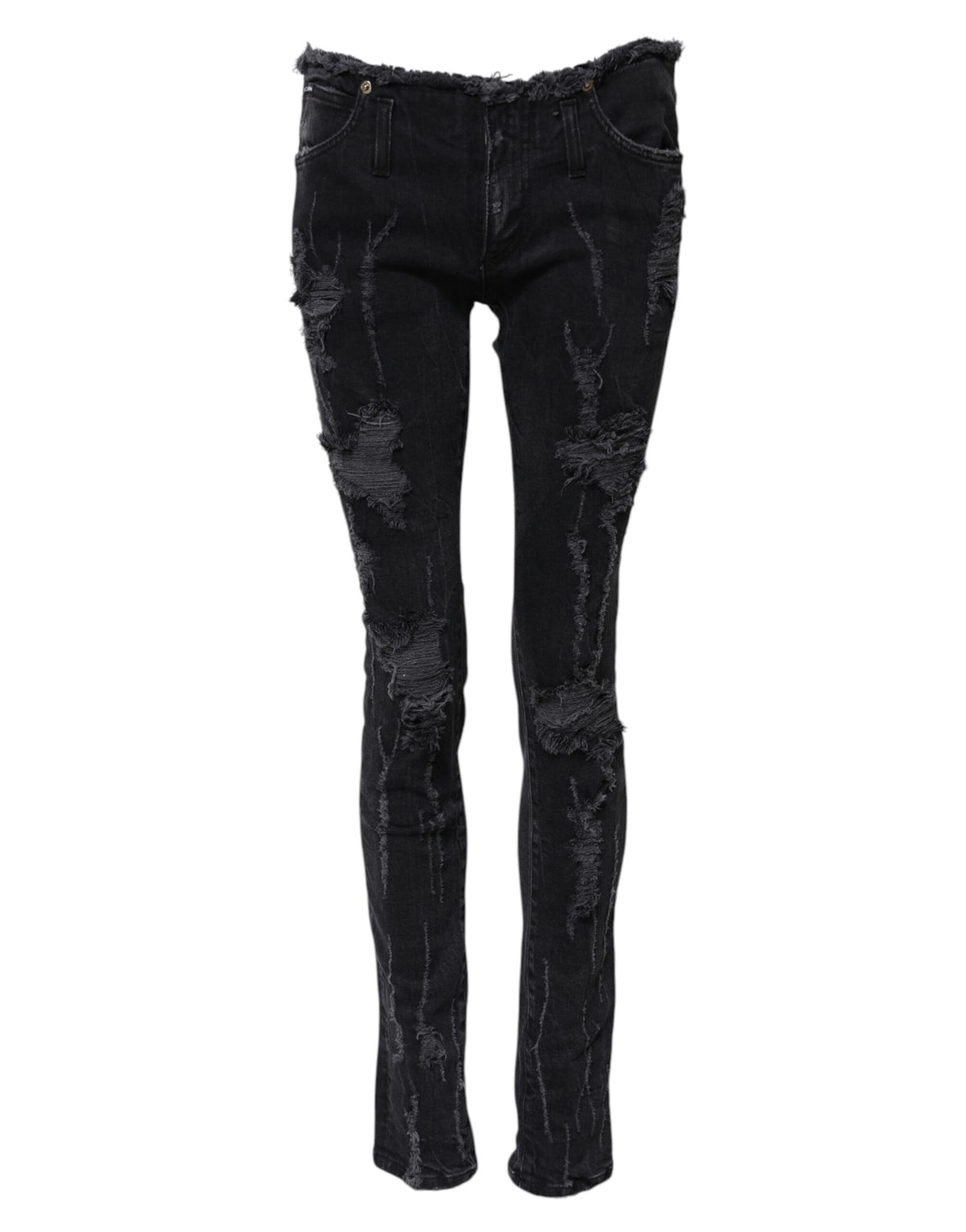 Dolce & Gabbana Women's Skinny Mid Rise Denim Cotton Jeans - Black