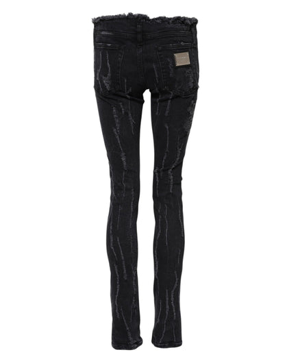 Dolce & Gabbana Women's Skinny Mid Rise Denim Cotton Jeans - Black