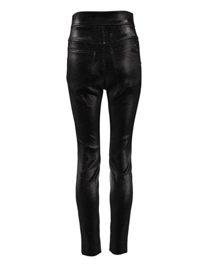 Dolce & Gabbana Women's Skinny High Rise Cotton Nylon Polyester & Lurex Jeans - Black