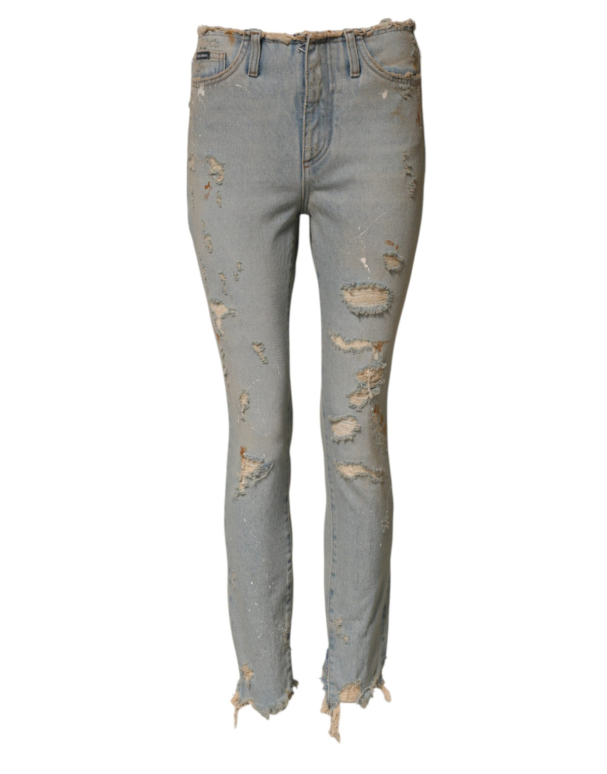 Dolce & Gabbana 9 To 5 Women's Skinny High Rise Stretch Denim Cotton Jeans - Light Blue