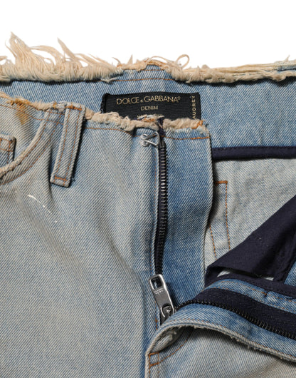 Dolce & Gabbana 9 To 5 Women's Skinny High Rise Stretch Denim Cotton Jeans - Light Blue