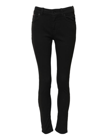 Dolce & Gabbana Women's Skinny Mid Rise Stretch Denim Cotton Jeans - Black