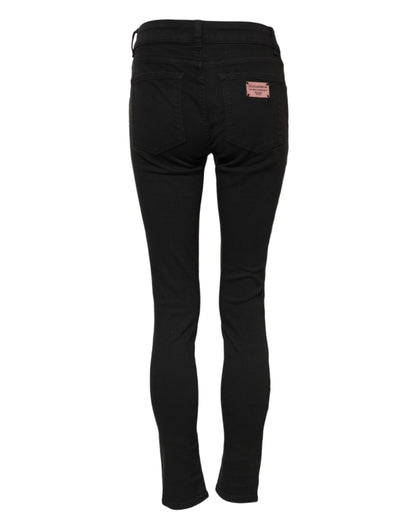 Dolce & Gabbana Women's Skinny Mid Rise Stretch Denim Cotton Jeans - Black