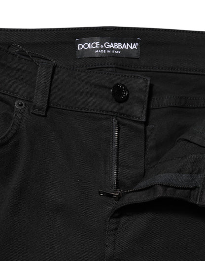 Dolce & Gabbana Women's Skinny Mid Rise Stretch Denim Cotton Jeans - Black