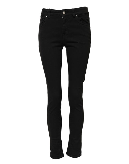 Dolce & Gabbana Women's Skinny Mid Rise Stretch Denim Cotton Jeans - Black