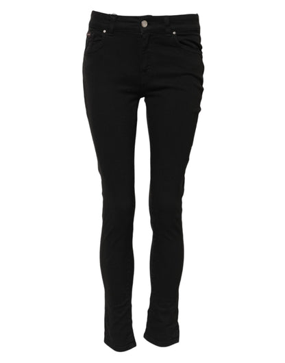 Dolce & Gabbana Women's Skinny Mid Rise Stretch Denim Cotton Jeans - Black