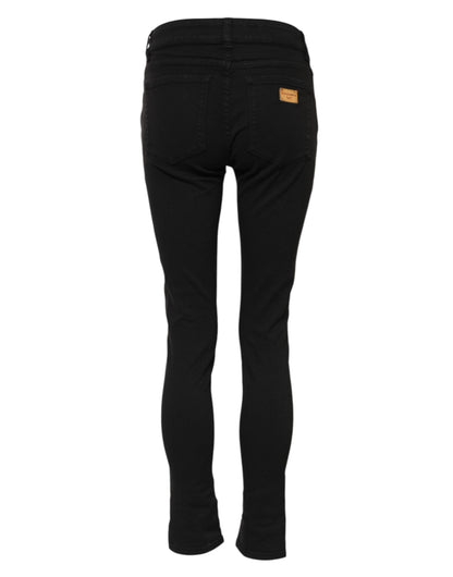 Dolce & Gabbana Women's Skinny Mid Rise Stretch Denim Cotton Jeans - Black