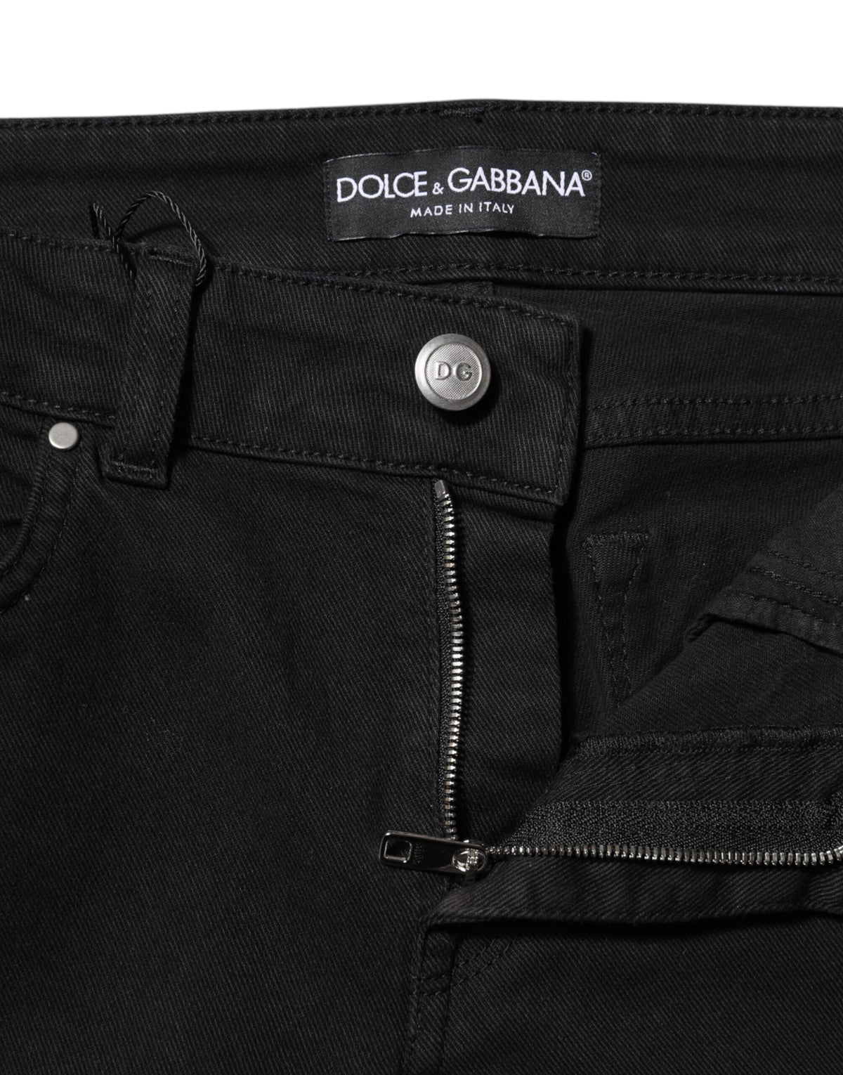 Dolce & Gabbana Women's Skinny Mid Rise Stretch Denim Cotton Jeans - Black