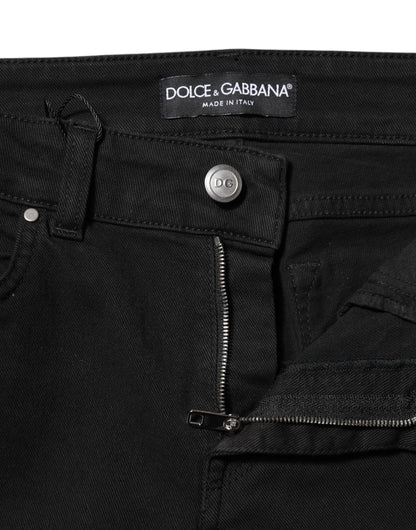 Dolce & Gabbana Women's Skinny Mid Rise Stretch Denim Cotton Jeans - Black