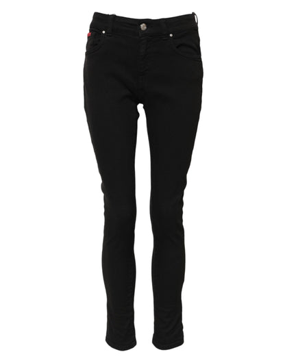 Dolce & Gabbana Women's Skinny Mid Rise Stretch Denim Cotton Jeans - Black