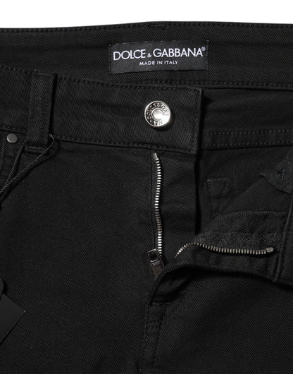 Dolce & Gabbana Women's Skinny Mid Rise Stretch Denim Cotton Jeans - Black