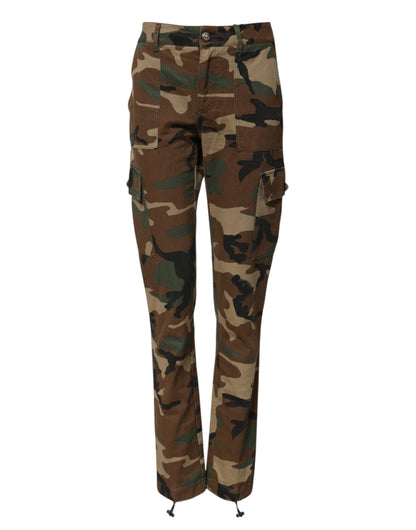 Dolce & Gabbana Women's Mid Rise Cotton Cargo Pants - Multicolor Camouflage
