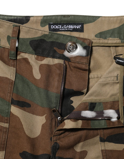 Dolce & Gabbana Women's Mid Rise Cotton Cargo Pants - Multicolor Camouflage