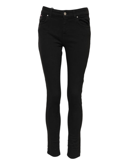 Dolce & Gabbana Women's Skinny Mid Rise Stretch Denim Cotton Jeans - Black