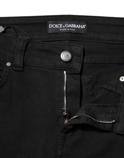 Dolce & Gabbana Women's Skinny Mid Rise Stretch Denim Cotton Jeans - Black