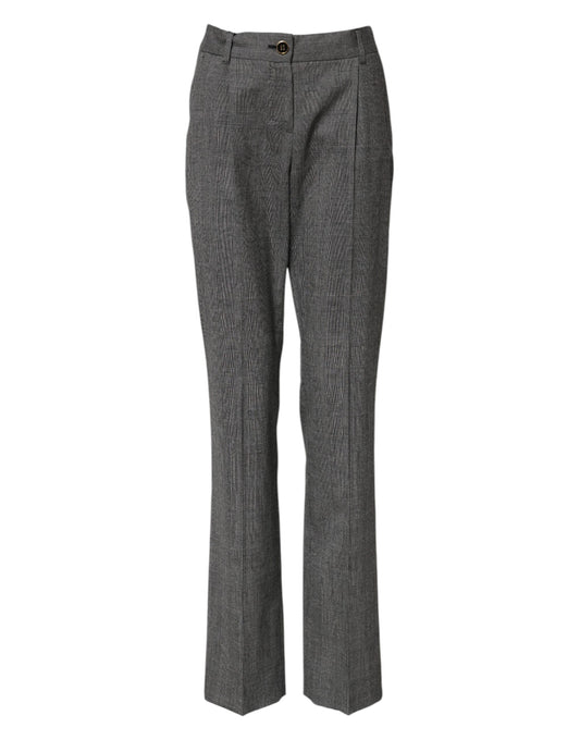 Dolce & Gabbana Women's Flared High Rise Virgin Wool Jeans - Gray Checkered